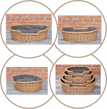 Плетений кошик з лози для собак і котів 60x43 см з подушкою