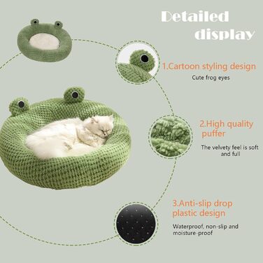 Квіткове ліжко для котів JINGTOPS, м'яке гніздо-лежанка у формі подушки, тепле та зручне ліжко для котів та маленьких цуценят (M-50см, кругле)