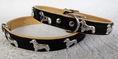 Ліденячий нашийник для собак DACKEL, шкіряний, обхват шиї 28-32/30-36/36-41 см, Чорний - Бежевий, НОВИЙ
