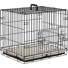 Клітка для собак PawHut, складана, металева, з піддоном та подушкою, 60x40x50 см, чорна