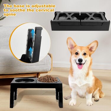 Підставка для миски для собак Focenat, 2-в-1 з захистом від протікання, повільне годування, 5 рівнів регулювання висоти, для собак великих, середніх та маленьких порід