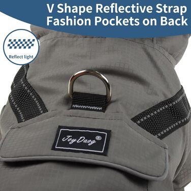 Дощовик для собак середнього розміру JoyDaog Premium з капюшоном, сірий, розмір L. Водонепроникна куртка для активного відпочинку та прогулянок.