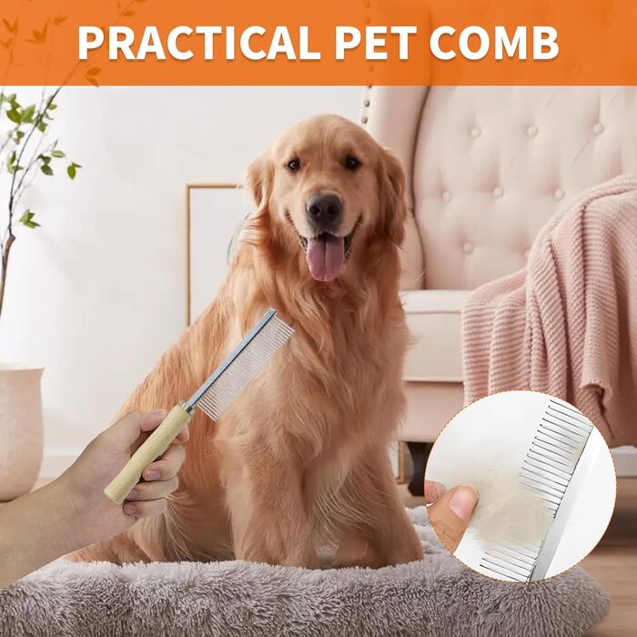 Набір гребінців для грумінгу тварин: гребінці для собак та котів з нержавіючої сталі, для видалення підшерстка