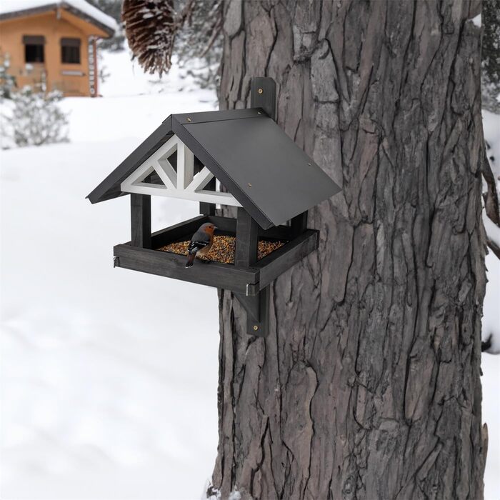 Будиночок для птахів VOSS.garden Morby, чорний/білий, дерево з просоченням, металевий дах, для стіни або підвішування, декор для саду
