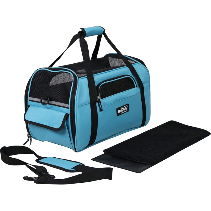 ЕлітФілдь: М'яка переноска для тварин XL, схвалена авіакомпаніями, для собак, котів, цуценят, блакитна