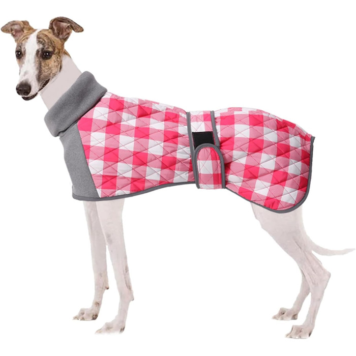 Теплий стьобаний термо-мандель для собак, водонепроникний, рожево-клітинний, з отвором для шлейки, з флісовою підкладкою, для маленьких, середніх та великих собак, XX-Large рожевий