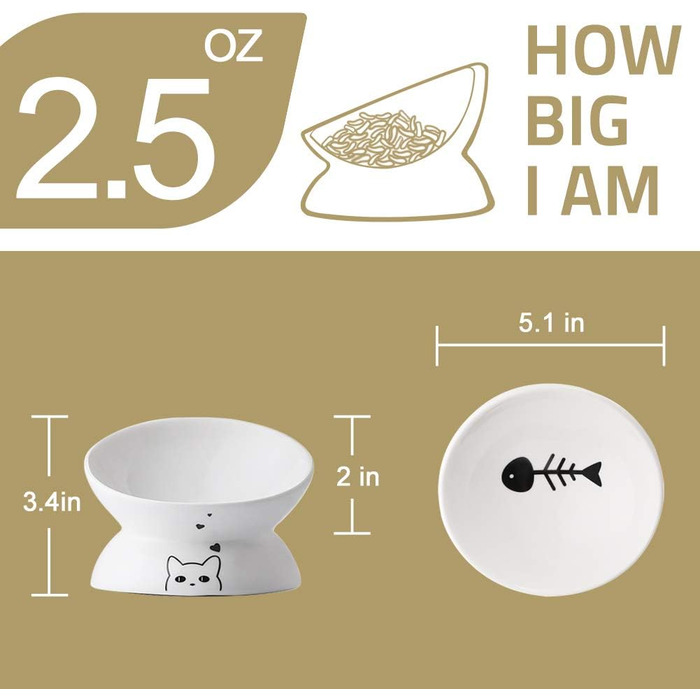 Керамічна годівниця для котів Sweejar з підняттям, 140 мл, запобігає заворотам, для води та корму