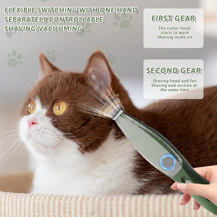 Триммер для собак з подвійними лезами, 2 швидкості, для догляду за лапами, обличчям, вухами, очима. Зелений колір