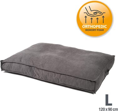 Преміум подушка для собак JAMAXX Orthopädische, м'яка, з піною з пам'яті, водонепроникна, товста, з віскоеластичною піною, з фланелевою обшивкою, собаче ліжко PDB1001 (120x90 см, сіра)