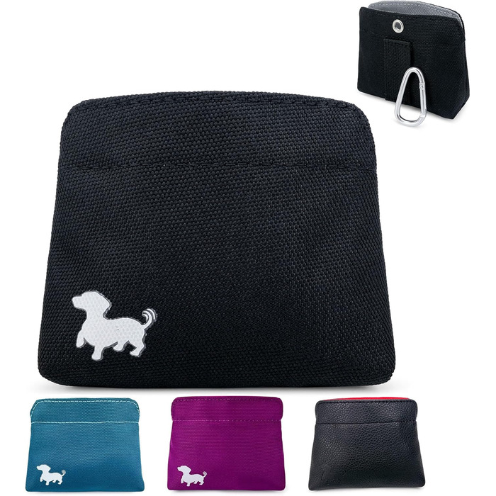 Сумка для ласощів для собак - компактна сумка для тренувань з магнітним закриттям - аксесуар для собак, чорна з сірою підкладкою Small