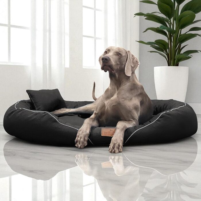 Ортопедичне собаче ліжко Tierlando Tiffany Couture XL XXL: велике ліжко-софа для собак, знімний водонепроникний чохол та матрац з Memory Foam, 145x105 см, Колір: Коричневий