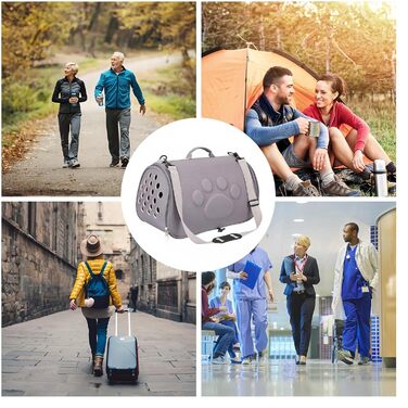 М'яка переноска для котів | Переноска-сумка з регульованим плечовим ременем, переноска для котів на вихід - для відвідування ветеринара, міських активностей, подорожей рюкзаком, походів, відпочинку на природі та кемпінгу (Сірий, M)