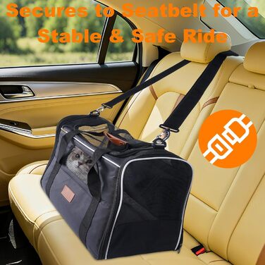 Транспортна переноска для котів, переноска для котів з безпечними блискавками, миска, змінне подушечка, переноски для котів та цуценят вагою до 7 кг