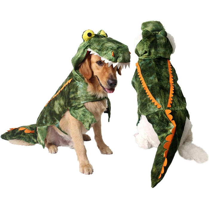 Костюм крокодила для собак - теплий, м'який, для маленьких собак, цуценят та котів. Ідеально для фотосесій та свят (3 шт.)