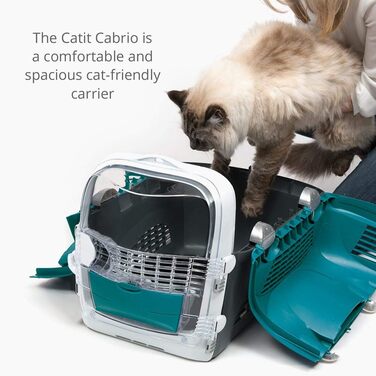 Переноска для котів Catit Cabrio, транспортна коробка, 51×33×35 см, бірюзово-сіра