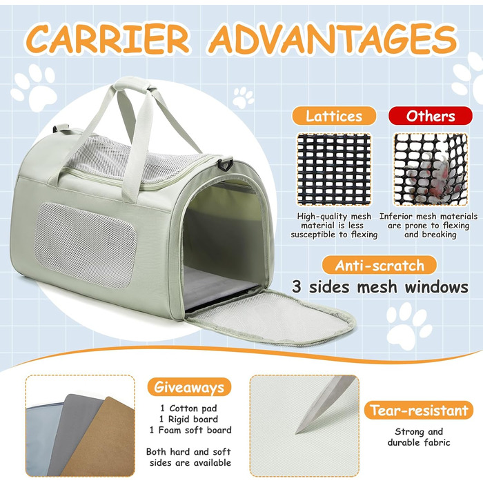 Транспортна переноска для котів та собак великих порід, 13 кг, 53x36x34 см, зелена