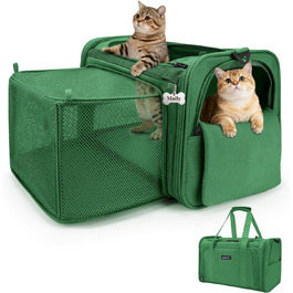 Трансформер для котів MIDOG: м'яка переноска з TSA-сертифікацією, для подорожей літаком, під сидіння, з розширеним простором та надійними застібками. Оливковий/Листяний колір