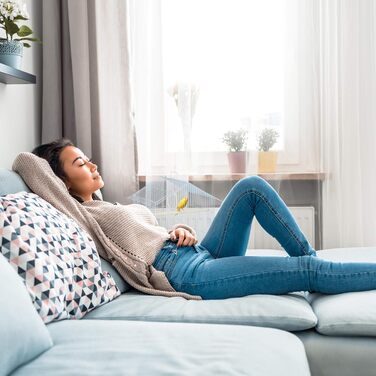 Клітка для канарейок Relaxdays, пластикова, з жердочками та годівницями, 49x39,5x32 см, блакитно-м'ятна