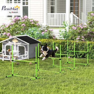 Набір для дресирування собак PawHut Agility: комплект обладнання з 12 конусами (Зелений, 99x65x94 см)
