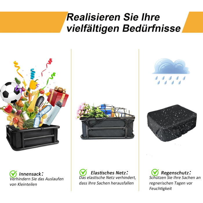 Металевий задній кошик для велосипеда: міцний, великий, для велосипедних турів, покупок, з дощем та сіткою