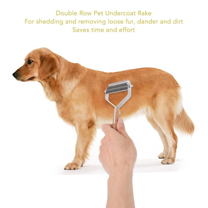 Щітка для вичісування шерсті домашніх тварин: професійна щітка для собак та котів з нержавіючої сталі та дерев'яною ручкою, видаляє ковтуни та вичісує шерсть