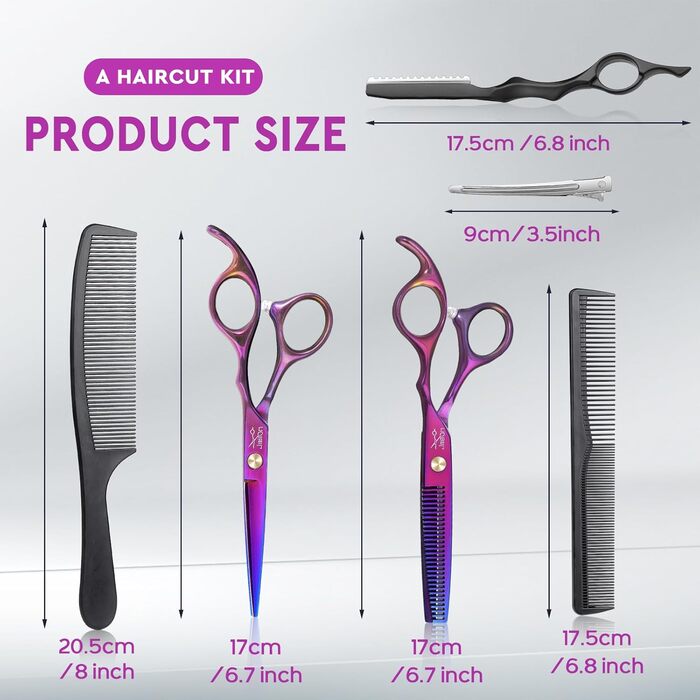 Набір професійних ножиць для перукарів JASON - 6.5' (фіолетовий)