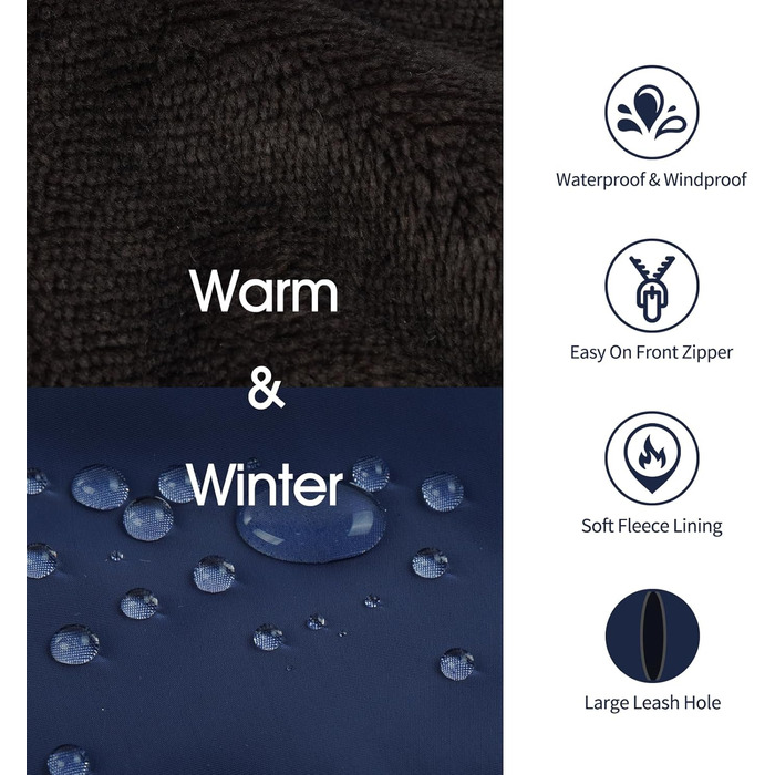 Зимові куртки та манто для собак IECOii: тепла, вітро- та водонепроникна модель, зелений, M (військово-зелений), блакитний