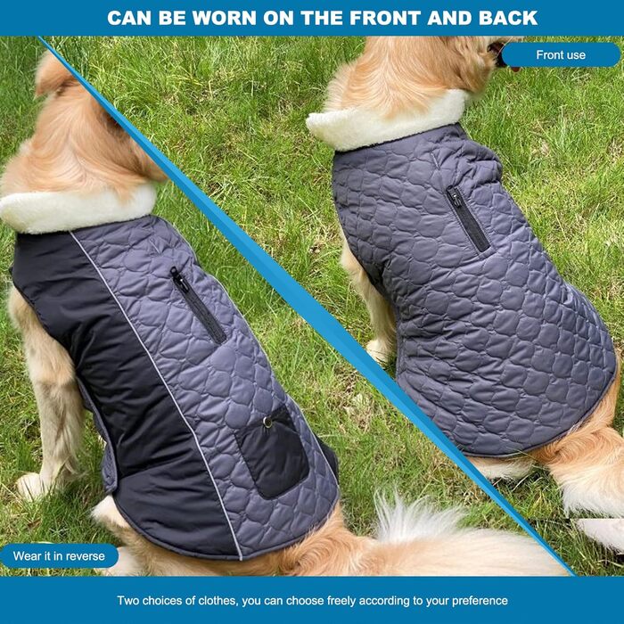 PETCUTE Водонепроникний зимовий одяг для собак, теплий зимовий одяг для собак, регульована куртка для собак з отвором для страхувального ременя, ідеально підходить для зими, сірий