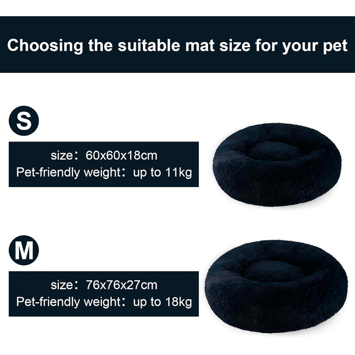 Кішка ліжко Aspand, м'яке, діаметр 60 см - зручне ліжко для котів з неслизьким дном для теплого та затишного сну (60x60x18 см, Темно-синій)