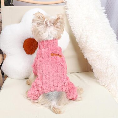 Піжама для собак маленьких порід: теплий флісовий комплект для дівчаток та хлопчиків, теплий зимовий костюм для Чихуахуа, Йоркі та інших, рожевий, середній розмір