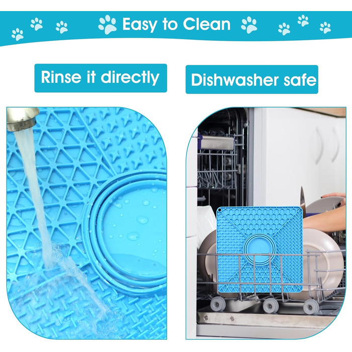 Лежак-лежак для собак VOOWO 2-в-1, миска для повільного годування, миска для їжі та води, силіконовий килимок для собак з присосками, великі та середні породи, блакитний