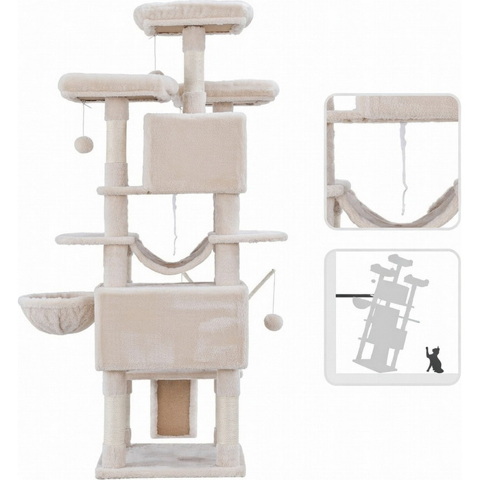 Ігровий комплекс для котів XXL: будинок-вежа з дряпачками, 185 см