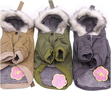 Зимова куртка для собак, теплий вітрозахисний халат для маленьких собак, одяг для домашніх тварин з капюшоном у військовому стилі, для Чихуахуа та Йоркширських тер'єрів (Бежевий5, M)