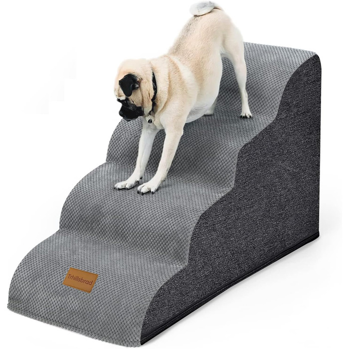 Сходинки для собак широкі 4 сходинки 50 см, з щільного піноматеріалу, для маленьких собак, знімний чохол, неслизьке дно, 51x72x41 см