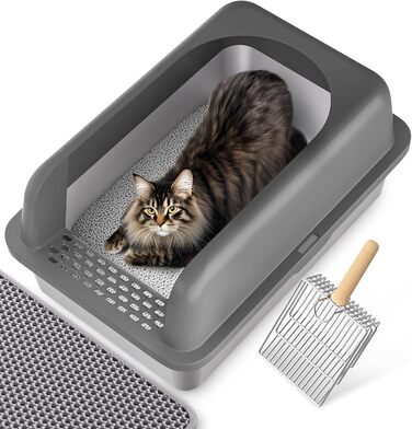 Лотки для котів Katzenklo Edelstahl XL: нержавіюча сталь, 60x40x30 см, з лопаткою та килимком, для великих котів