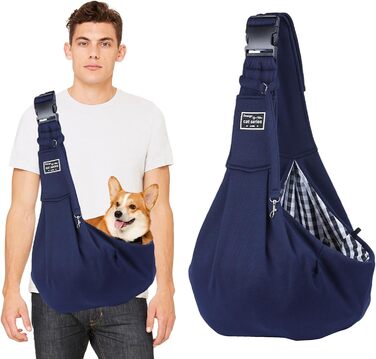 PETCUTE Сумка-переноска для собак до 7.5 кг, блакитна: регульований ремінь, зручна передня кишеня