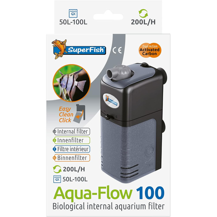 Акваріумний фільтр Superfish Aqua-flow-100 для води, чорний, з вилкою UK, 1 шт