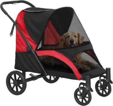 Візок для собак PawHut: зручний та безпечний для великих собак та котів до 30 кг, з подушкою, сіткою, гальмівною системою та сумкою для зберігання