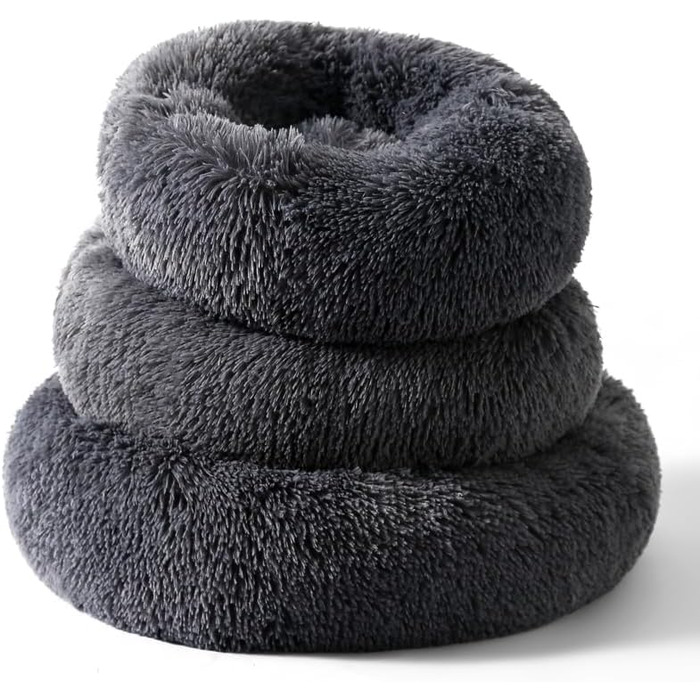 Кругліше плюшеве ліжко-пончик для собак та котів, маленьке, неслизьке, тепле та затишне, для тварин до 5 кг, розмір 43x43x12 см