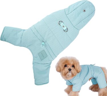 Зимова куртка для собак, тепла флісова куртка для маленьких собак, блакитна, 2XL