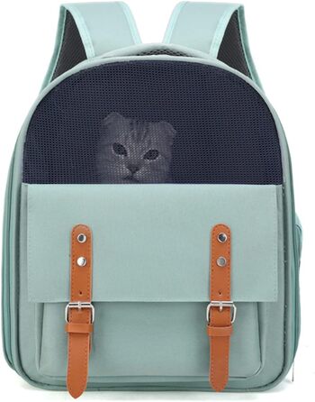 Рюкзак для собак і котів PETCUTE до 8 кг, з внутрішньою страхувальною лінією, дихаючий, з вікном, знімний килимок, для собак, котів, домашніх тварин (зелений)