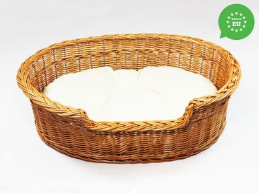 Кілимок для собак та котів з плетіння лози, 43x28x10/14 см, з подушкою Ecri