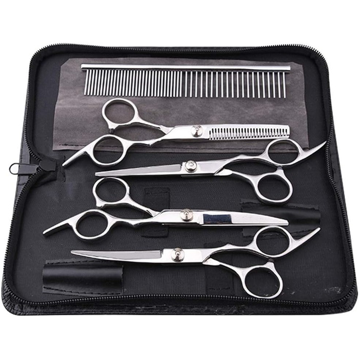 Набір професійних ножиць для грумінгу собак та котів (4 шт.) з нержавіючої сталі, рожевий