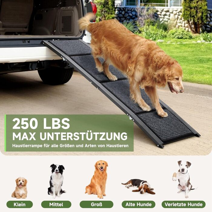 Рампа для собак у машину, розкладна, 170 см, для великих, середніх та малих собак, до 110 кг