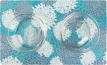 Підкладка під миску для собак та котів Drymate, поглинаюча тканина, водонепроникна основа, неслизька, придатна для прання в пральній машині, міцна, 30,5 x 50,8 см, колір 'Індійське літо Туркіс'