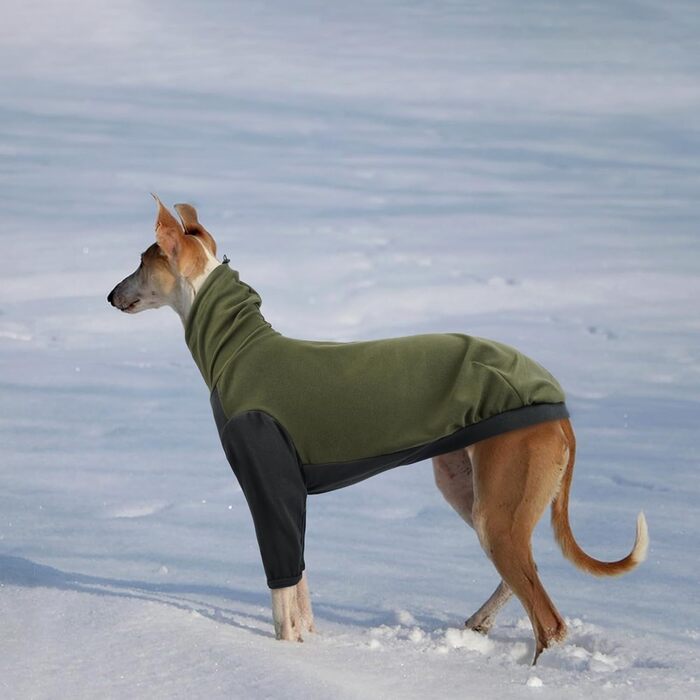 Теплий флісовий светр з високим коміром для грейхаундів, костюм, куртка, одяг для гальго, зимовий комбінезон, комфортний стиль для грейхаундів (Хакі, L)