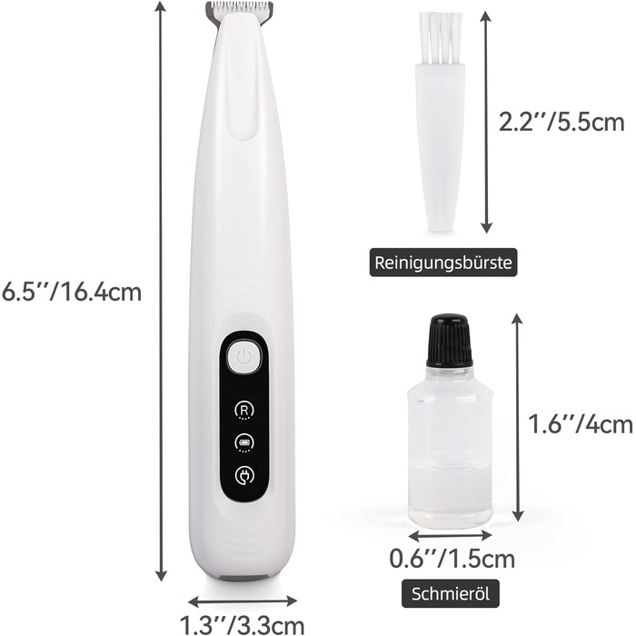 Триммер для собак ALL FOR PAWS з LED-підсвічуванням – 18 мм, тихий (35 дБ), вологостійкий (IPX4), USB, для стрижки лап, вух, обличчя та задньої частини тіла