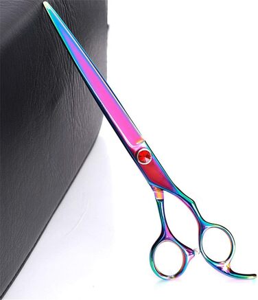 Професійна ножиця для стрижки собак Profi Hunde Haarschere, 8.0 дюймів, ефілююча ножиця, вигнута ножиця, гребінець для грумінгу, фіолетовий колір