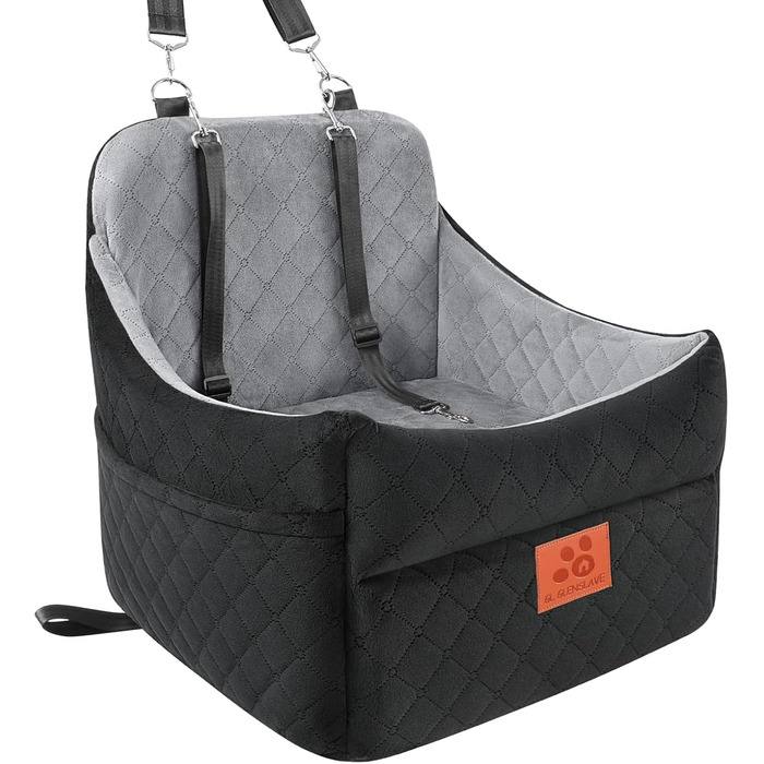 Автокрісло для собак GL GLENSLAVE для маленьких та середніх порід, з товстим шаром підкладки до 16 кг, знімний, пральний авточохол для тварин (чорний/коричневий, чорний/сірий)