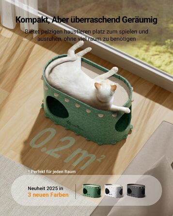 Кігтеточка-будиночок для котів DownyPaws з фетру, 2-ярусна, 50x33x50 см, зелена